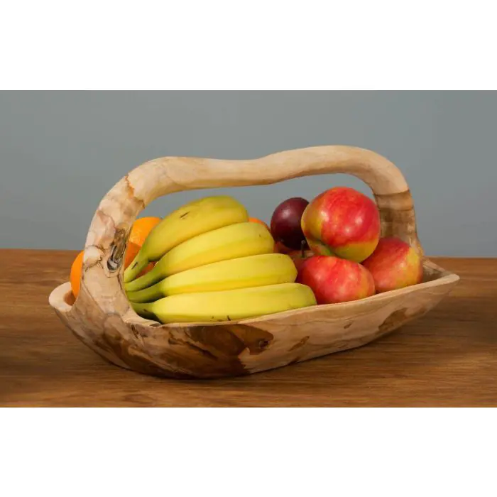 Reclaimed Teak Root Bowl With Handle - 2