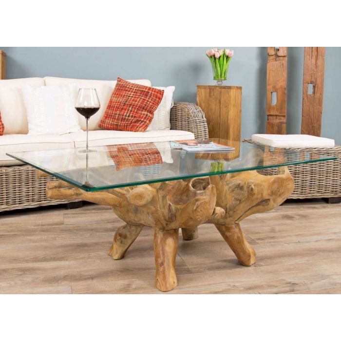 Teak Root Rectangular or Oval Coffee Table Sustainable Furniture