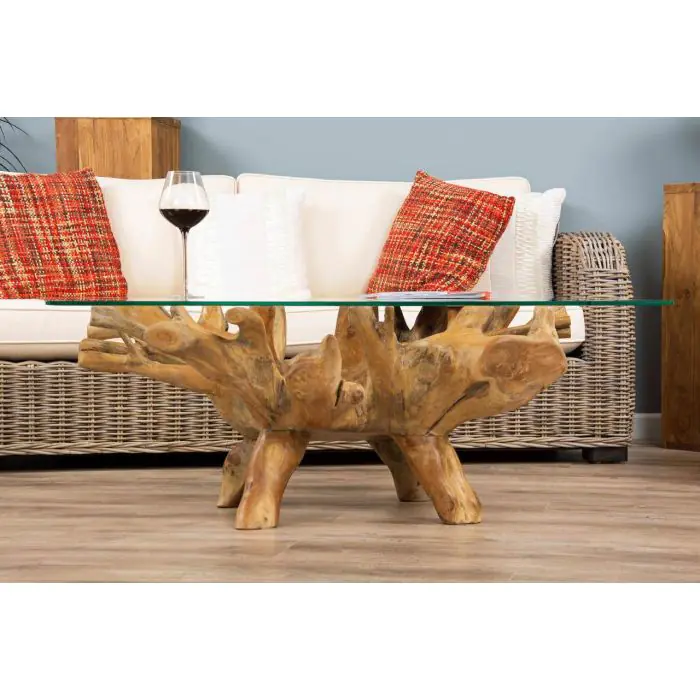 1.2m Reclaimed Teak Root Rectangular Coffee Table - 3