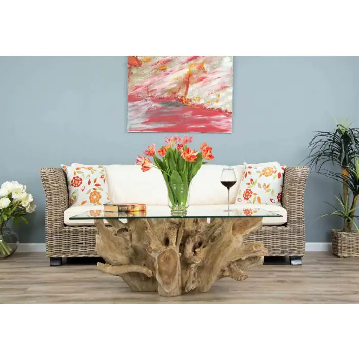 1.2m Reclaimed Teak Root Rectangular Coffee Table - 13