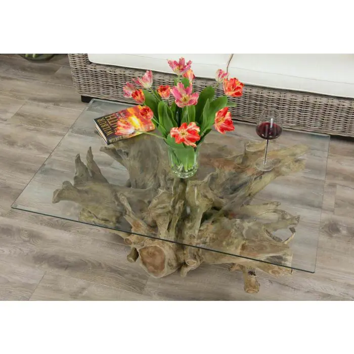 1.2m Reclaimed Teak Root Rectangular Coffee Table - 15