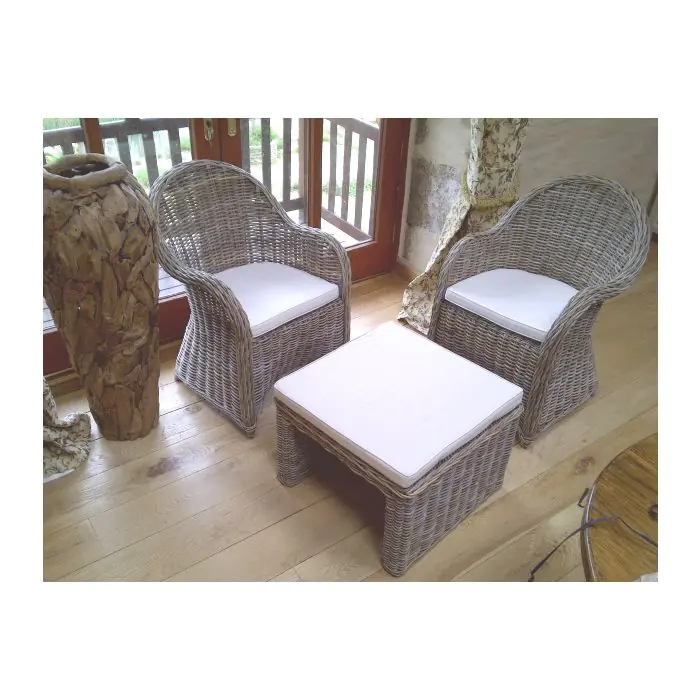 60cm Natural Wicker Zara Foot Stool - 3