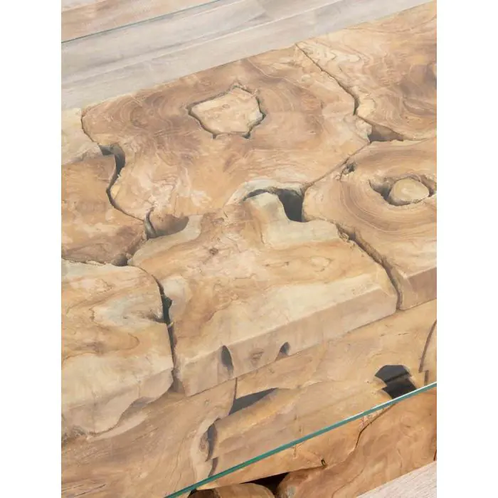 1.2m Reclaimed Teak Root Rectangular Block Coffee Table - 12