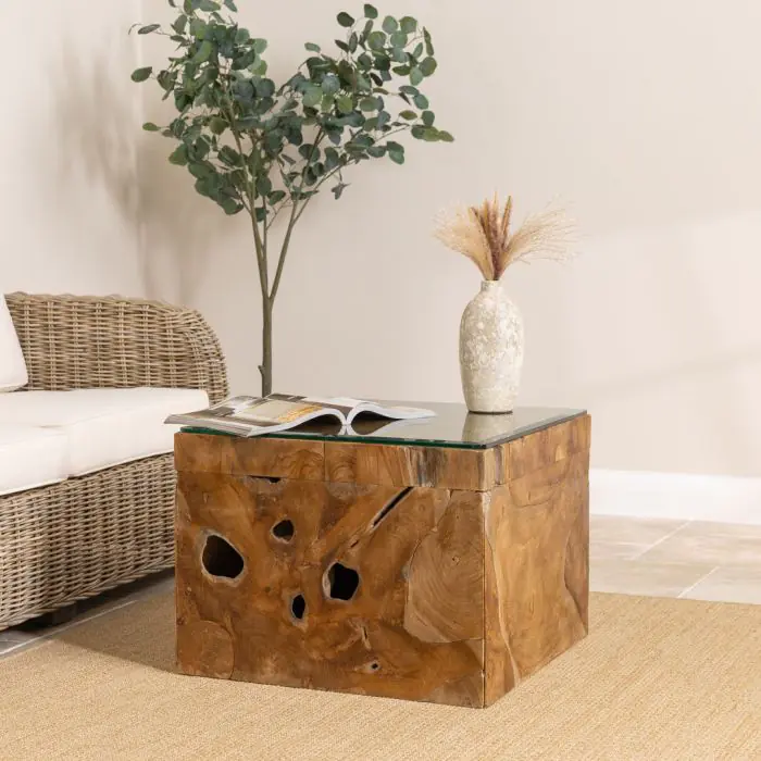 Reclaimed Teak Root Block Square Coffee/End Table - 2 Sizes - 0