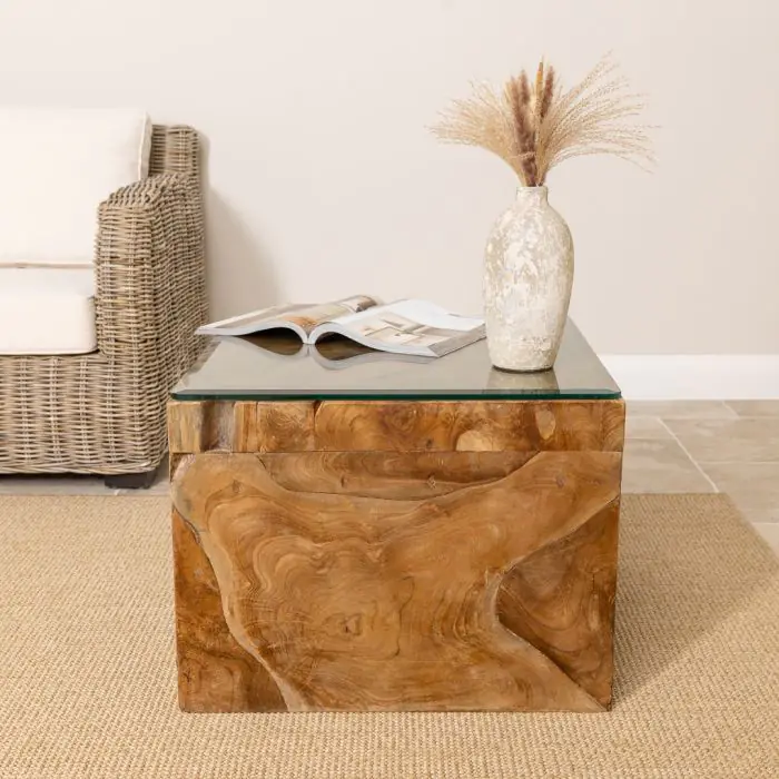 Reclaimed Teak Root Block Square Coffee/End Table - 2 Sizes - 3