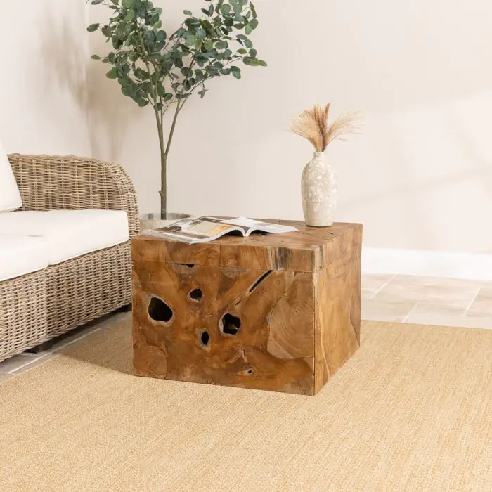 Reclaimed Teak Root Block Square Coffee/End Table - 2 Sizes - 1