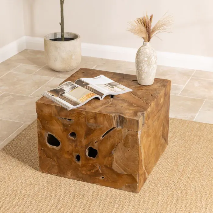 Reclaimed Teak Root Block Square Coffee/End Table - 2 Sizes - 2