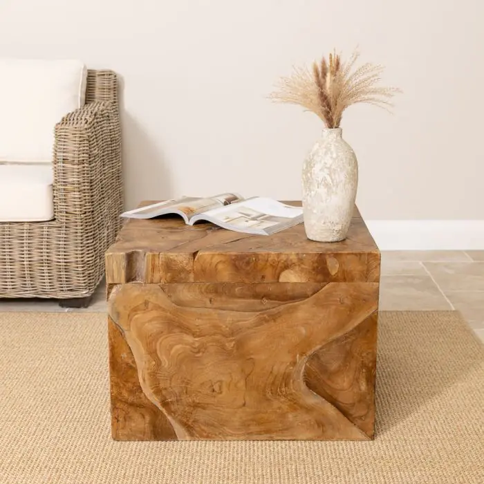 Reclaimed Teak Root Block Square Coffee/End Table - 2 Sizes - 5