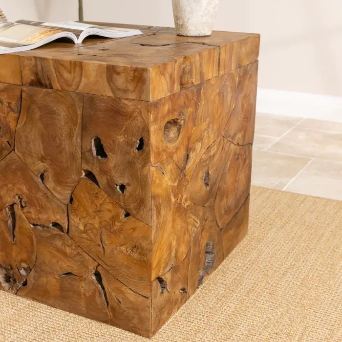 Reclaimed Teak Root Block Square Coffee/End Table - 2 Sizes - 11