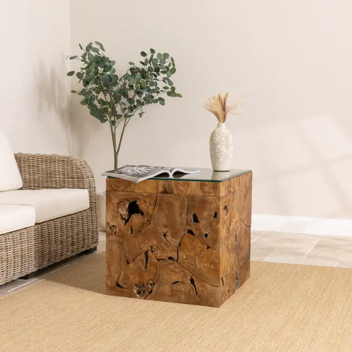 Reclaimed Teak Root Block Square Coffee/End Table - 2 Sizes - 9