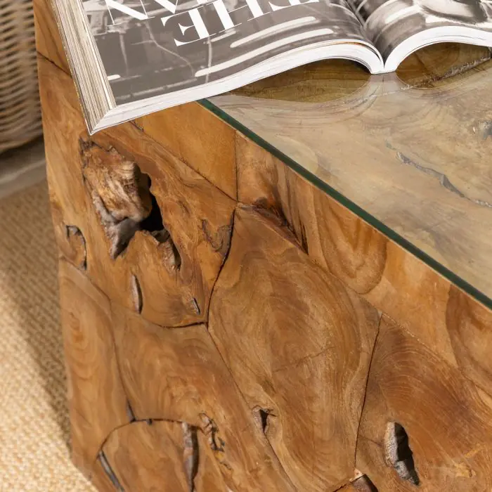 Reclaimed Teak Root Block Square Coffee/End Table - 2 Sizes - 13