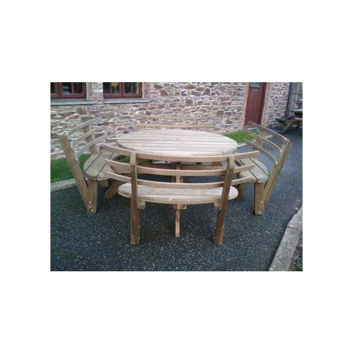 Round picnic bench with backs 2025