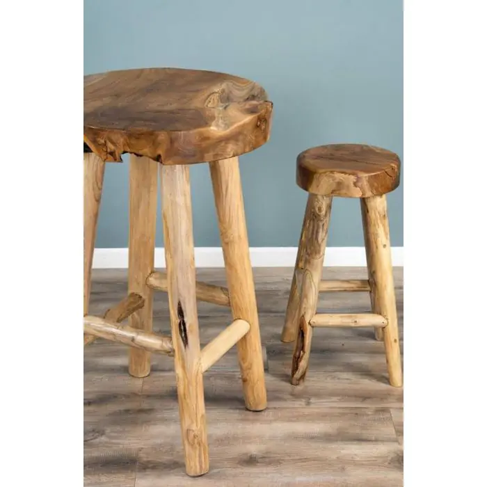 Alpine Chunky Teak Bar Table with 2 Bar Stools - 4