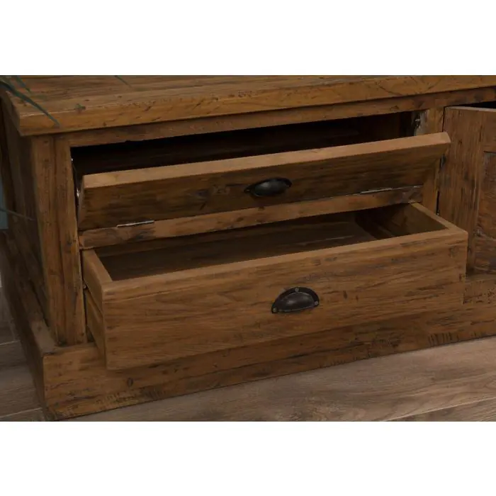 Reclaimed Teak TV Unit - 200cm x 55cm - 6
