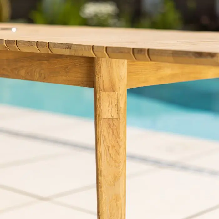1m x 1.8m-2.3m Reclaimed Teak Extending Savannah Outdoor Dining Table - 9