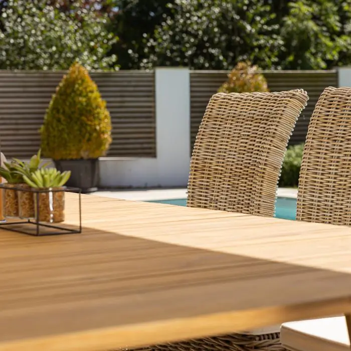 1m x 1.8m-2.3m Reclaimed Teak Extending Savannah Outdoor Dining Table With 6 or 8 Latifa Chairs  - 6