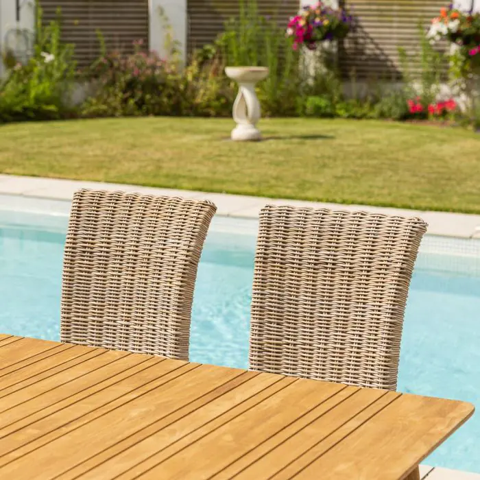 1m x 1.8m-2.3m Reclaimed Teak Extending Savannah Outdoor Dining Table With 6 or 8 Latifa Chairs  - 10