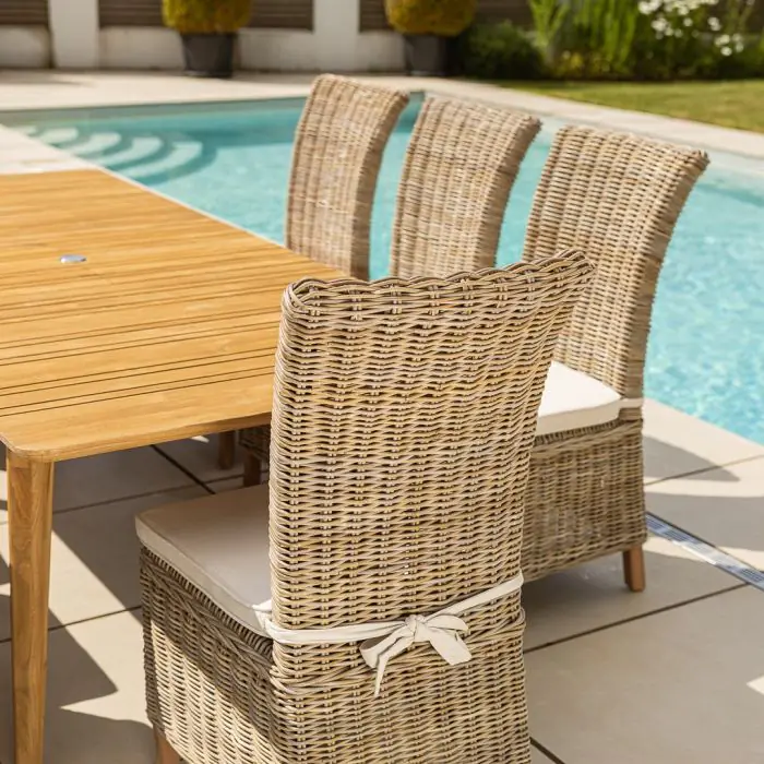 1m x 1.8m-2.3m Reclaimed Teak Extending Savannah Outdoor Dining Table With 6 or 8 Latifa Chairs  - 14