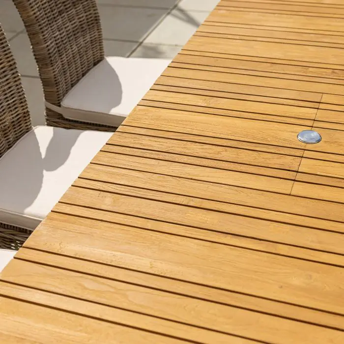 1m x 1.8m-2.3m Reclaimed Teak Extending Savannah Outdoor Dining Table With 6 or 8 Latifa Chairs  - 15