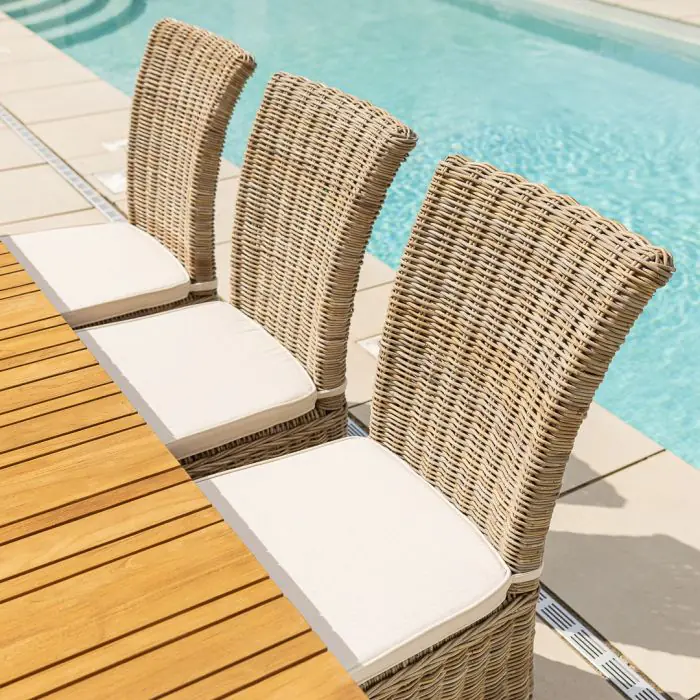 1m x 1.8m-2.3m Reclaimed Teak Extending Savannah Outdoor Dining Table With 6 or 8 Latifa Chairs  - 9