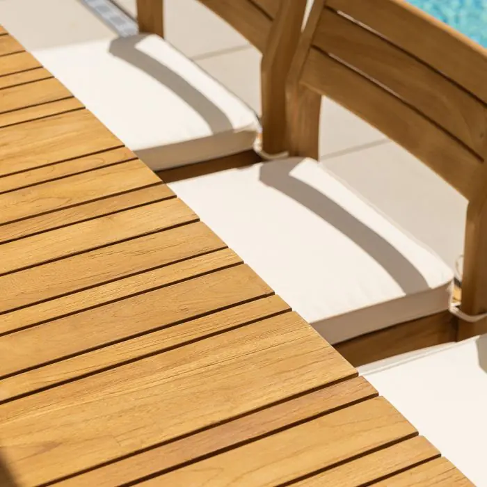 1m x 1.8m-2.3m Reclaimed Teak Extending Savannah Outdoor Dining Table With 6 or 8 Savannah Chairs  - 5
