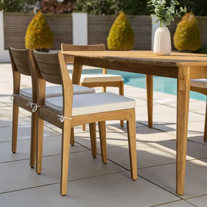 1m x 1.8m-2.3m Reclaimed Teak Extending Savannah Outdoor Dining Table With 6 or 8 Savannah Chairs  - 13