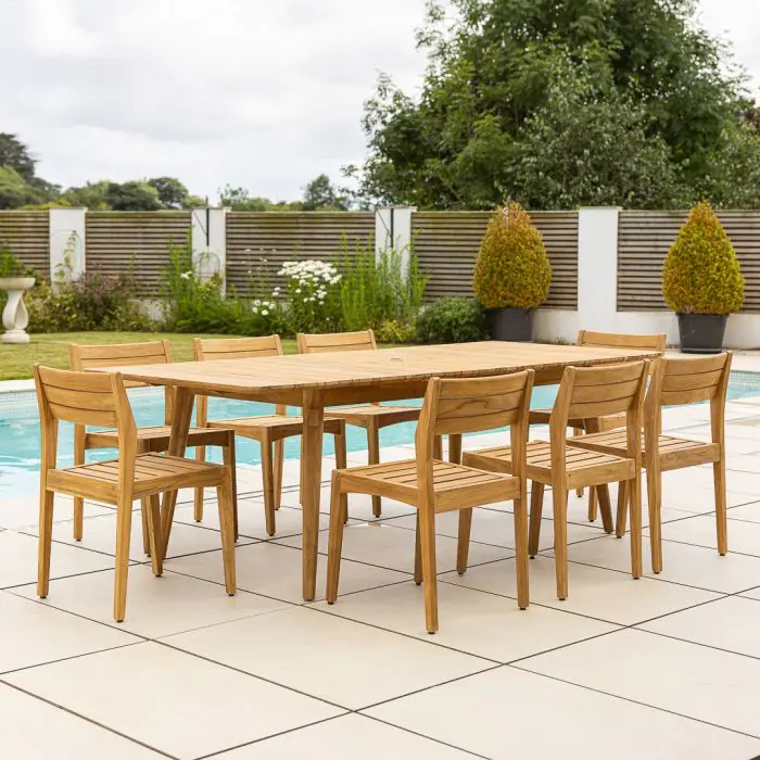 1m x 1.8m-2.3m Reclaimed Teak Extending Savannah Outdoor Dining Table With 6 or 8 Savannah Chairs  - 8