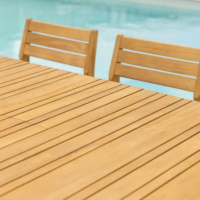 1m x 1.8m-2.3m Reclaimed Teak Extending Savannah Outdoor Dining Table With 6 or 8 Savannah Chairs  - 16