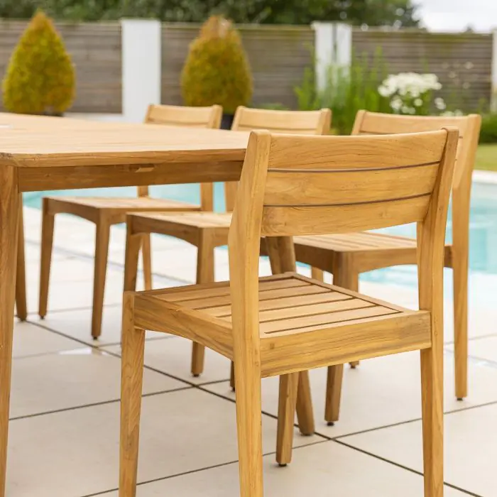 1m x 1.8m-2.3m Reclaimed Teak Extending Savannah Outdoor Dining Table With 6 or 8 Savannah Chairs  - 18