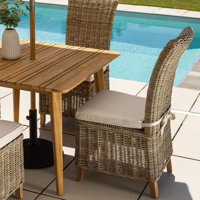 1m Reclaimed Teak Savannah Outdoor Dining Table with 4 Latifa Chairs  - 7