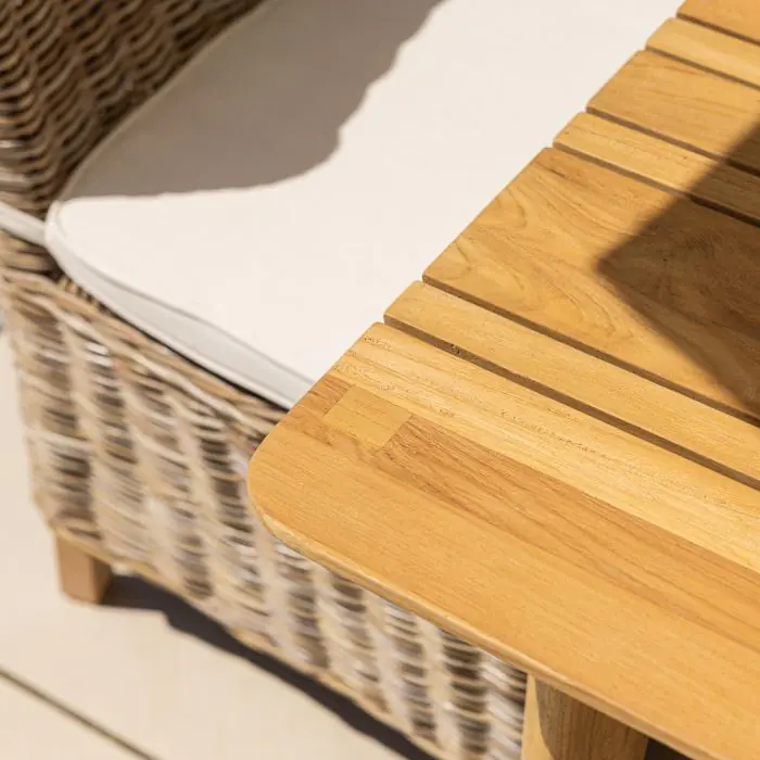 1m Reclaimed Teak Savannah Outdoor Dining Table with 4 Latifa Chairs  - 14