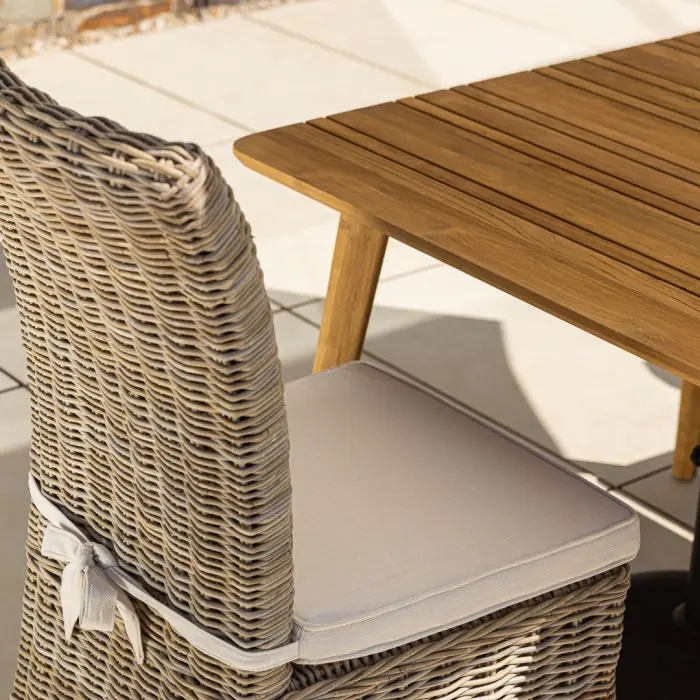 1m Reclaimed Teak Savannah Outdoor Dining Table with 4 Latifa Chairs  - 9