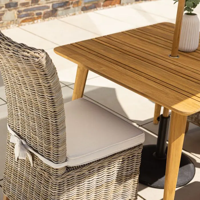 1m Reclaimed Teak Savannah Outdoor Dining Table with 4 Latifa Chairs  - 10