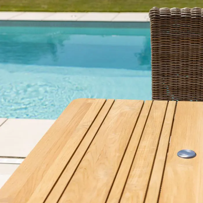 1m Reclaimed Teak Savannah Outdoor Dining Table with 4 Latifa Chairs  - 12