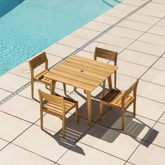1m Reclaimed Teak Savannah Outdoor Dining Table With 4 Savannah Chairs  - 2