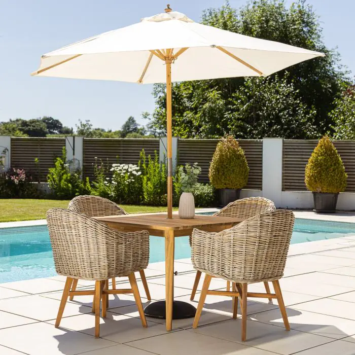 1m Reclaimed Teak Savannah Outdoor Dining Table with 4 Scandi Chairs  - 0