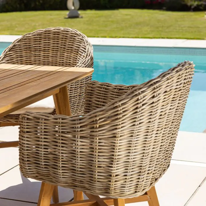 1m Reclaimed Teak Savannah Outdoor Dining Table with 4 Scandi Chairs  - 5
