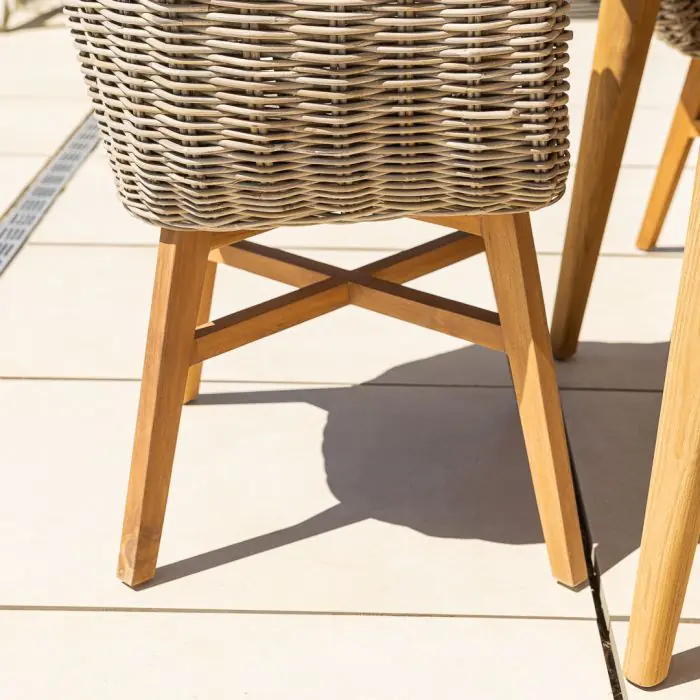 1m Reclaimed Teak Savannah Outdoor Dining Table with 4 Scandi Chairs  - 9