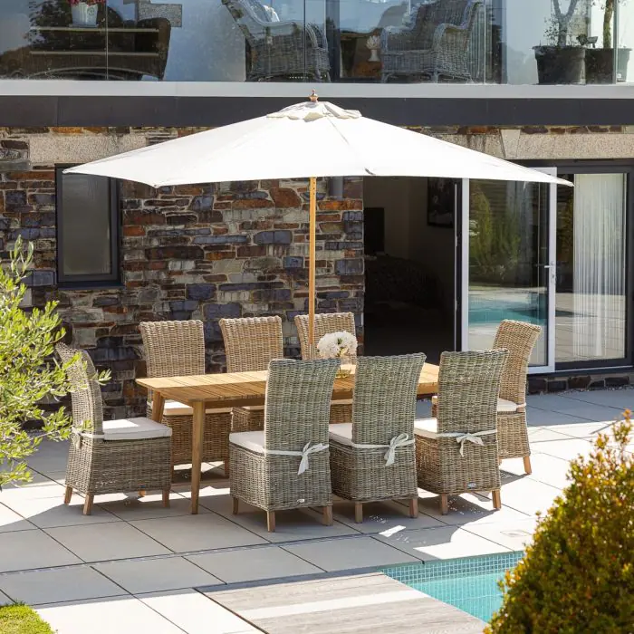 2.2m Reclaimed Teak Savannah Outdoor Dining Table With 8 Latifa Chairs - 4