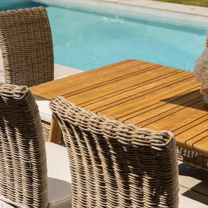 2.2m Reclaimed Teak Savannah Outdoor Dining Table With 8 Latifa Chairs - 6