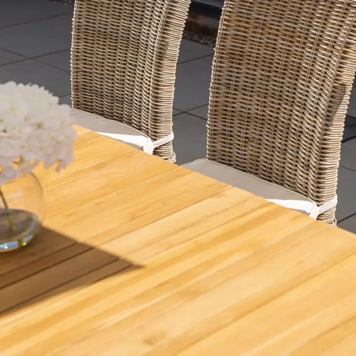 2.2m Reclaimed Teak Savannah Outdoor Dining Table With 8 Latifa Chairs - 9
