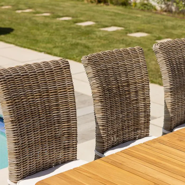 2.2m Reclaimed Teak Savannah Outdoor Dining Table With 8 Latifa Chairs - 10