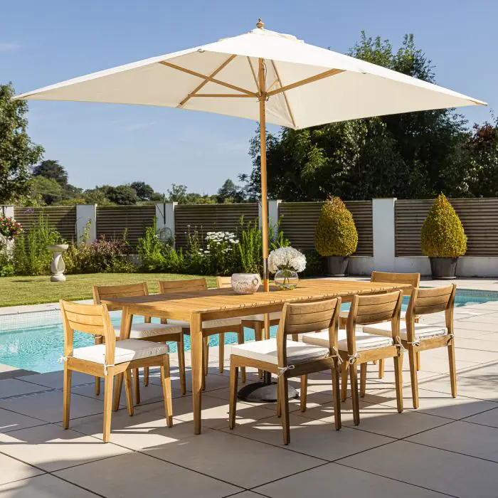 2.2m Reclaimed Teak Savannah Outdoor Dining Table With 8 Savannah Chairs - 3