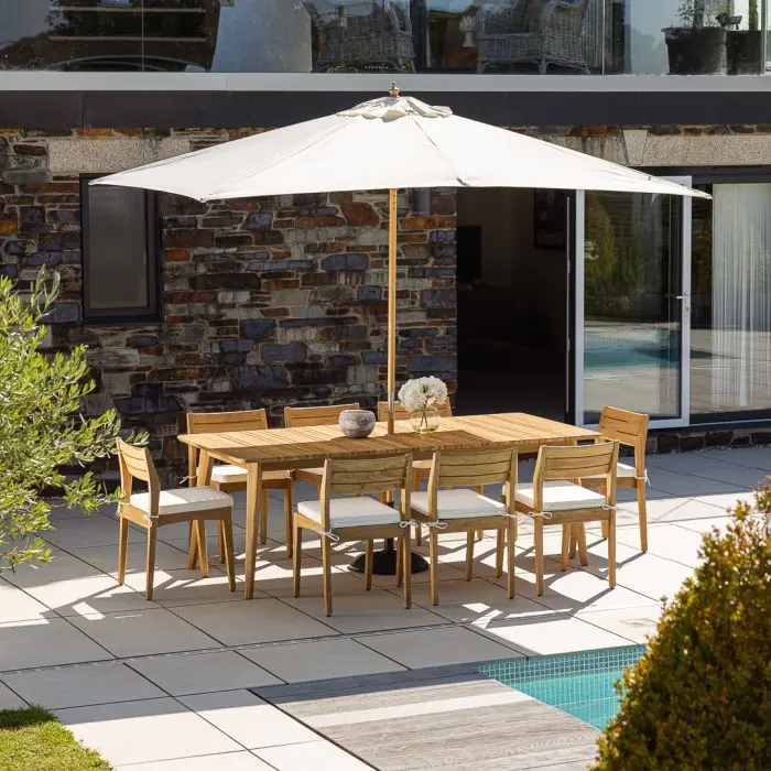 2.2m Reclaimed Teak Savannah Outdoor Dining Table With 8 Savannah Chairs - 2