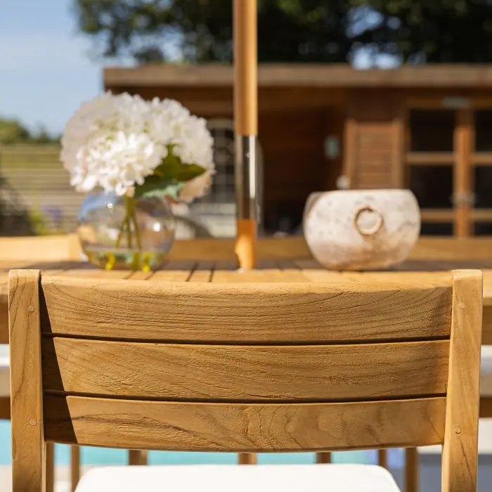 2.2m Reclaimed Teak Savannah Outdoor Dining Table With 8 Savannah Chairs - 9