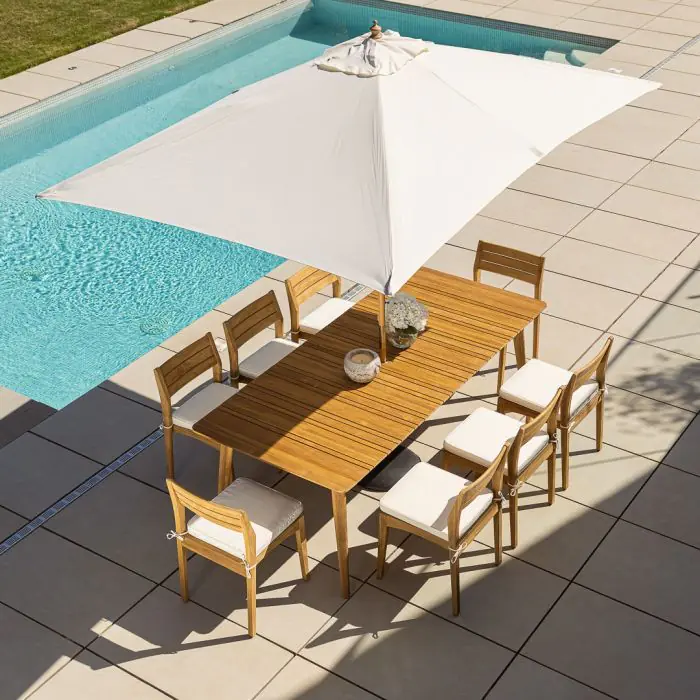 2.2m Reclaimed Teak Savannah Outdoor Dining Table With 8 Savannah Chairs - 0