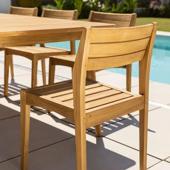 2.2m Reclaimed Teak Savannah Outdoor Dining Table With 8 Savannah Chairs - 15