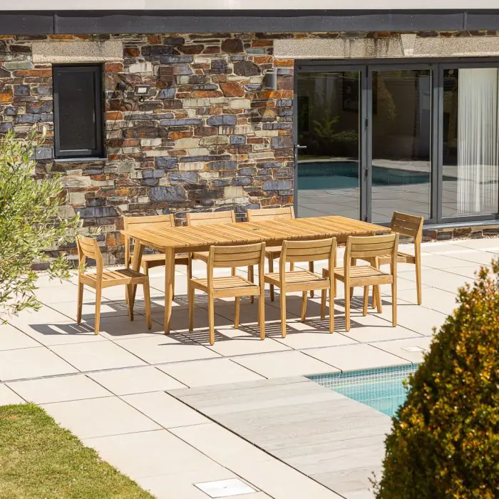 2.2m Reclaimed Teak Savannah Outdoor Dining Table With 8 Savannah Chairs - 4
