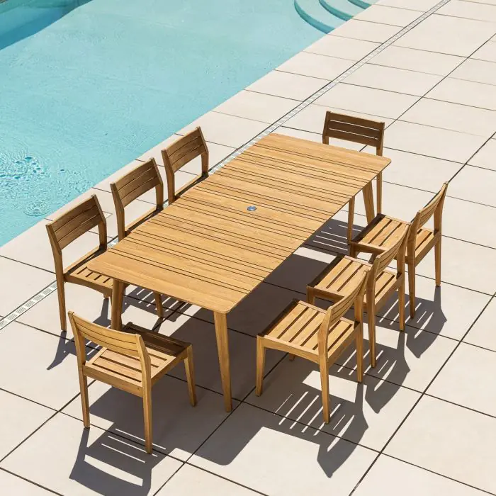 2.2m Reclaimed Teak Savannah Outdoor Dining Table With 8 Savannah Chairs - 5