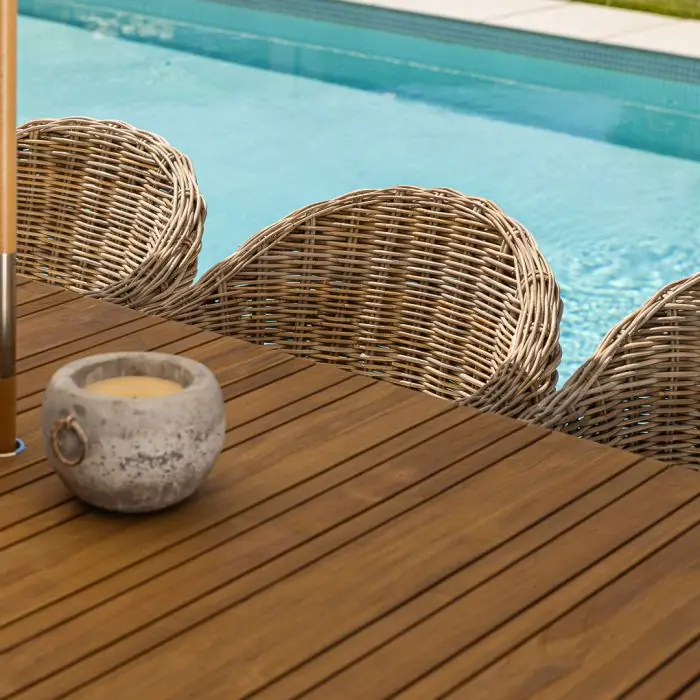 2.2m Reclaimed Teak Savannah Outdoor Dining Table With 8 Scandi Chairs - 5